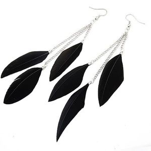 Boho Black Feather Earrings